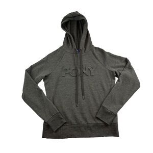 PONY Brand Hoodie Embossed 3D Logo Womems Small Gray Long Sleeve Drawstring